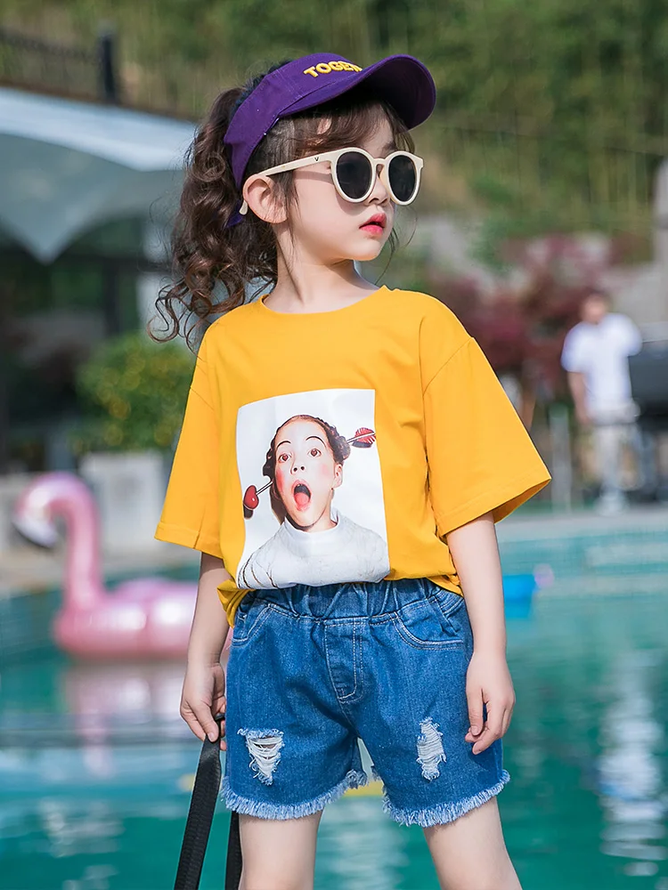 

Baby Girl Summer Clothes Set 2019 School Outfits Costume Print Cotton Tshirt + Shorts 2pcs Teenage Tracksuit 12 Vestiti Bambina