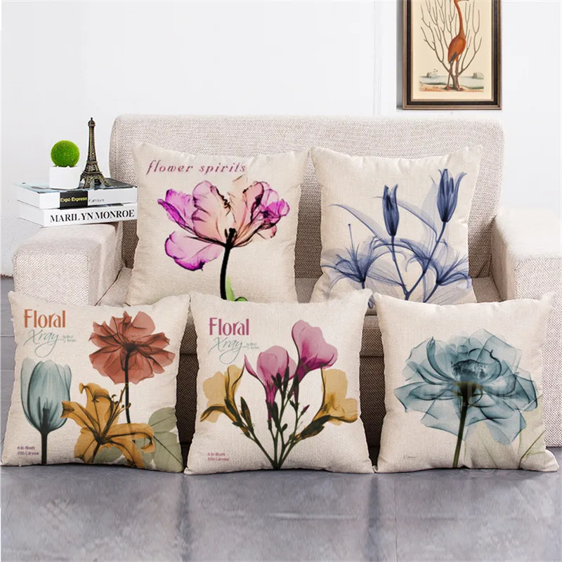 

wholesale wedding gift Fashion romantic pink purple blue flower spirit chiffon decorative cushion cover home sofa pillow case