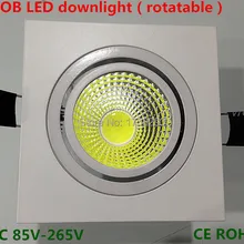Квадратный 50 шт. Диммируемый COB светодиодный светильник 5W7W10W12W вращающийся, белый алюминий, AC110V220V230V CE ROHS