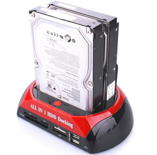 All in 1 2.5&quot 3.5&quot Dual USB 2.0 SATA IDE Dock HDD Docking Station Hub Card Reader OTG External Storage Enclosure Free Shipping |