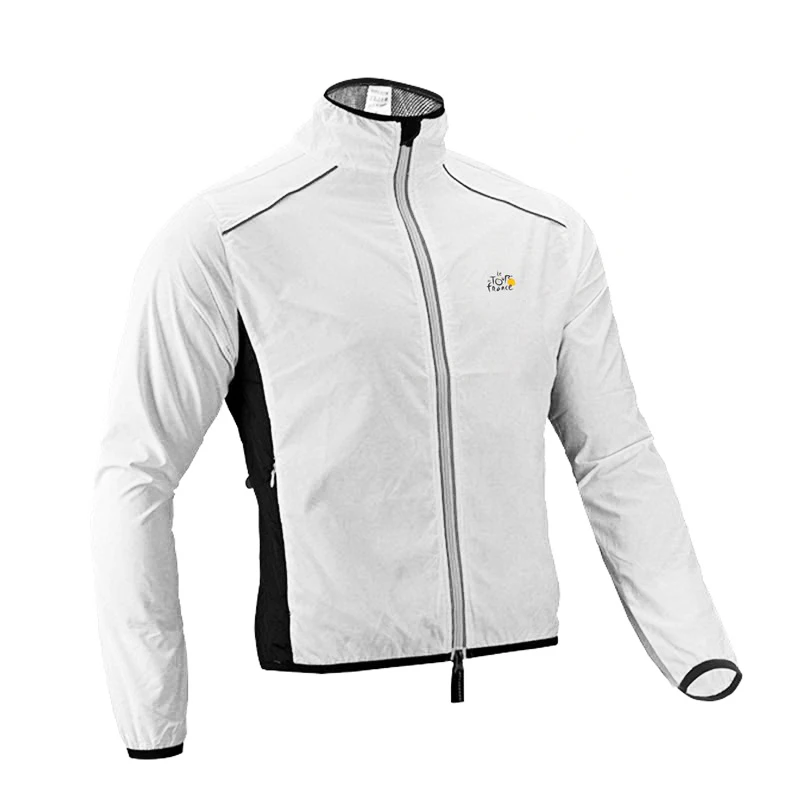 ROCKBROS куртка для бега ветрозащитный жилет для велоспорта Спортивный Плащ Джерси для пешего туризма непромокаемая УФ-защита быстросохнущее пальто зимнее для мужчин - Цвет: Jacket White