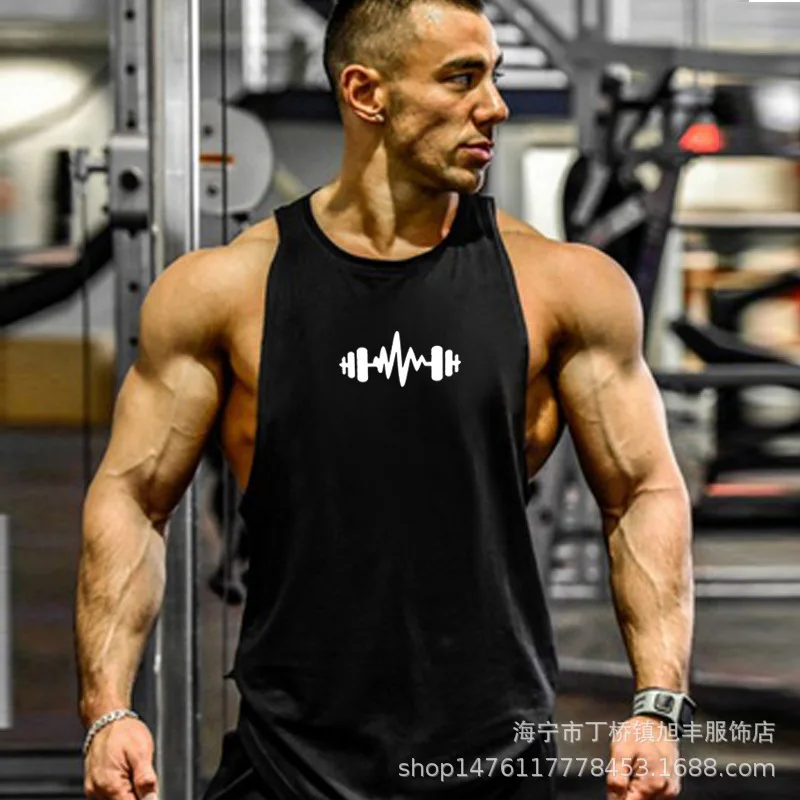 

Bodybuilding fitness vest male sports hurdle training suit sleeveless quick-drying shirt elastic loose