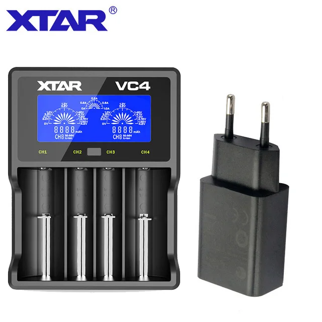 XTAR VC4 Батарея Зарядное устройство 20700 18650 21700 14650 17335 17670 18490 10440 14500 16340 17500 18350 18500 18700 22650 25500 32650 - Цвет: VC4 with EU PLUG