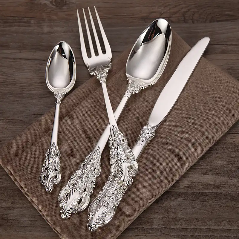 Luxury Wedding Tableware Silver Plated Dinnerware Cutlery Dinner Knife