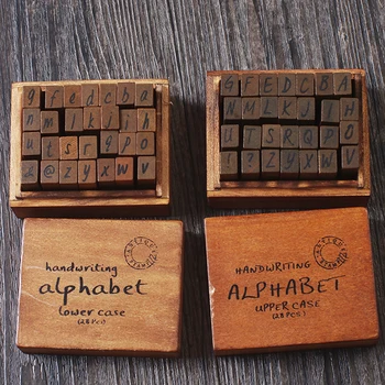 

28pcs box 5boxes/lot Retro Creative Character Wooden Stamp DIY Decoration Upper and Lower Case Letter Stamp