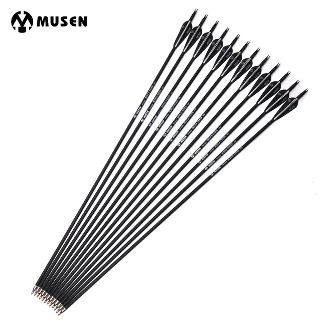 US $11.08 US 6/12/24pc 28/30/32 inches Spine 500 Mixed Carbon Arrow Hunting Archery Black White Feature OD 7.