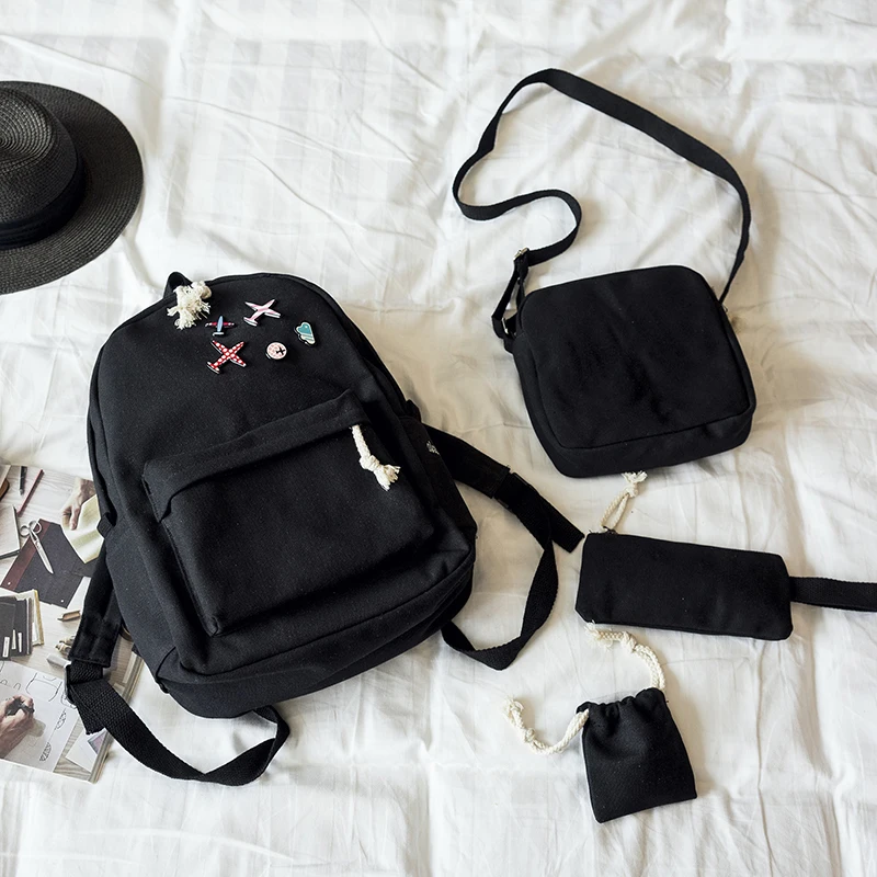 

The 2018 Korean version of the aircraft type backpack girl campus lovely leisure canvas high school students backpack travel