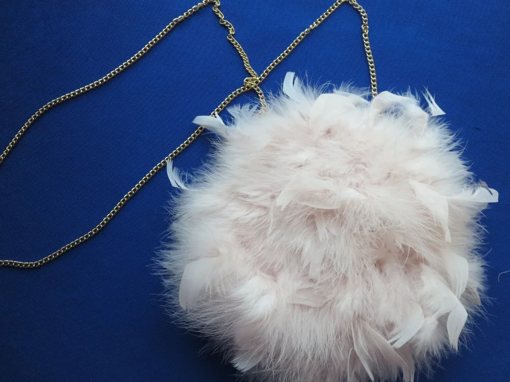 Для женщин перо страуса меха кошелек сцепления Сеть Crossbody сумка Девушка Вечеринка Свадебные круговой кошелек 8 цветов