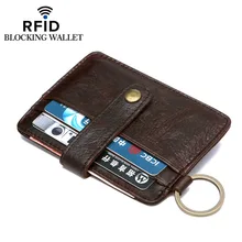 Genuine Leather RFID Wallet Blocking Thin Men’s Wallet Portefeuille Homme Card Holder Hasp Famous Brand Credit Card Wallet