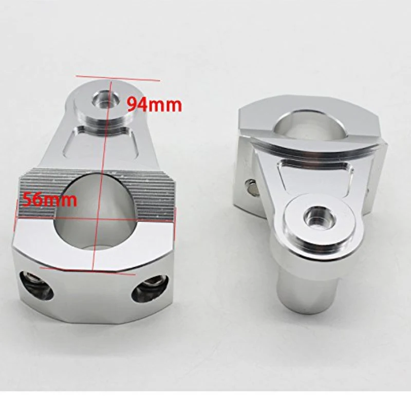 2 PCS Silver Aluminum 7/8" 22 mm Motorcycle Handle Bar Handle Fat Bar Mount Clamps Riser