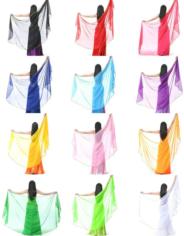 

Half Circle Veil Belly Dance Veils Butterfly Moths Wings Solid Color Chiffon Head Scarf Shawl 250x120cm 12 Colors