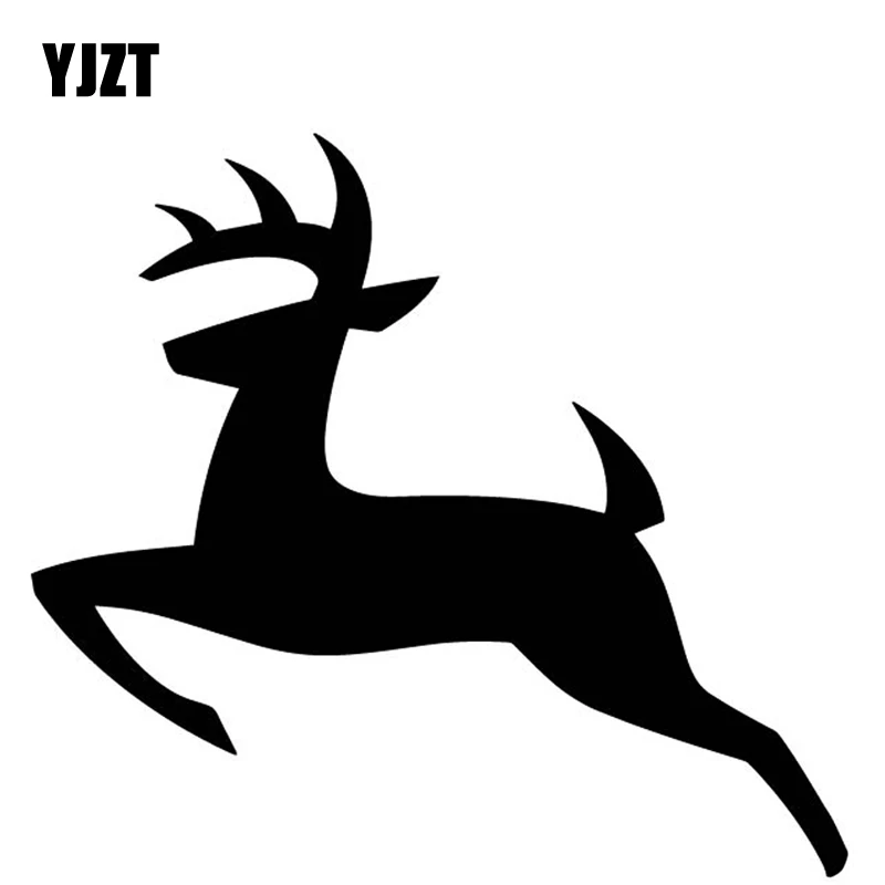 YJZT 12.6CM*15.3CM Cartoon Deer Jump Vinyl Decal Car Sticker Decorate Trunk Accessories Black/Silver C4-1971 | Автомобили и