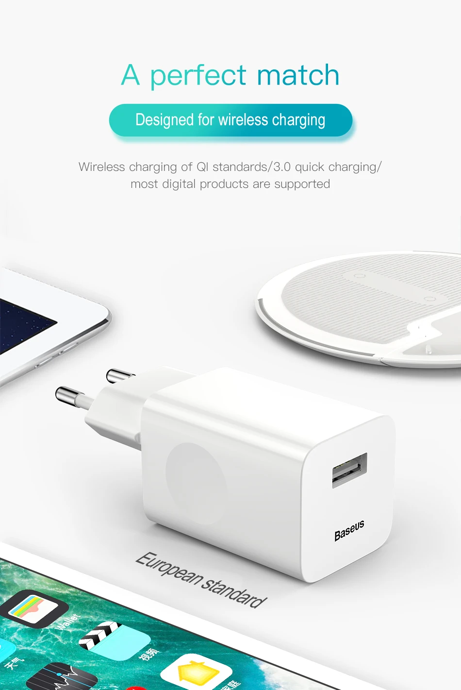 Baseus 24W Quick Charge 3.0 USB Charger for iPhone X xr QC3.0 Xiaomi