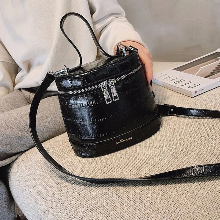 

Ins Alligator Bucket Bag Casual Crocodile Pattern Handbags Women Luxury Pu Leather Shoulder Crossbody Bag for Women Bag Purse