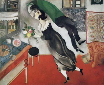 

Famous modern handmade painting reproduction Marc Chagall-flying to kiss on Birthday on oil painting canvas for home decor