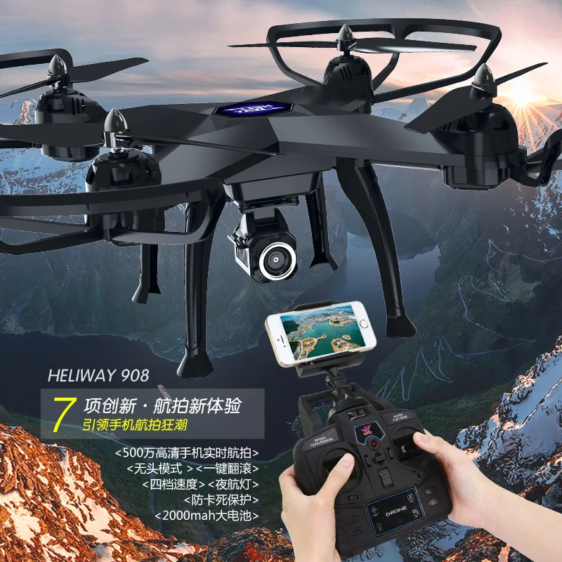 New 53 CM quy mô lớn RC Quadcopter 908 rc bay không người lái 2.4 Gam 4CH Headess Chế Độ cài đặt chiều cao 5.0 MP camera real-timeTransmission VS Q333