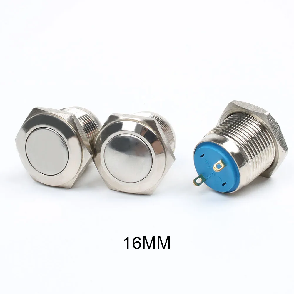 

16mm domed/flat round head metal push button switches reset button momentary start waterproof screw terminal button