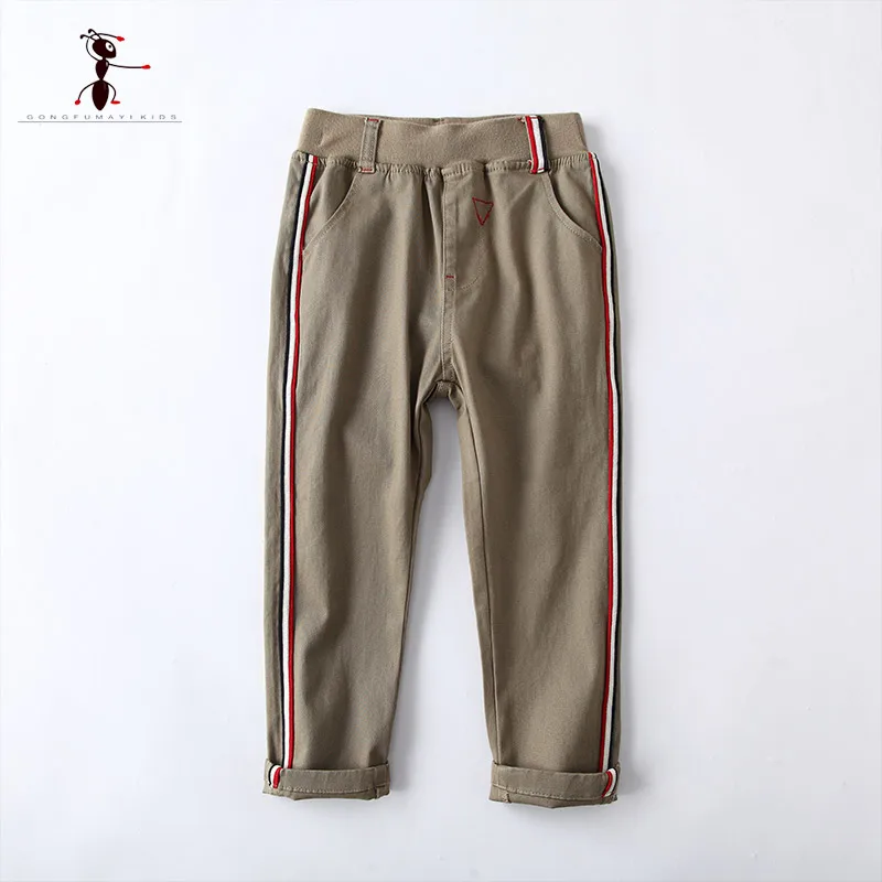 

Kung Fu Ant Autumn Pants for Boy Casual Full Length Cotton Solid Elastic Waist Kids 4T-10T Size Trousers 73419