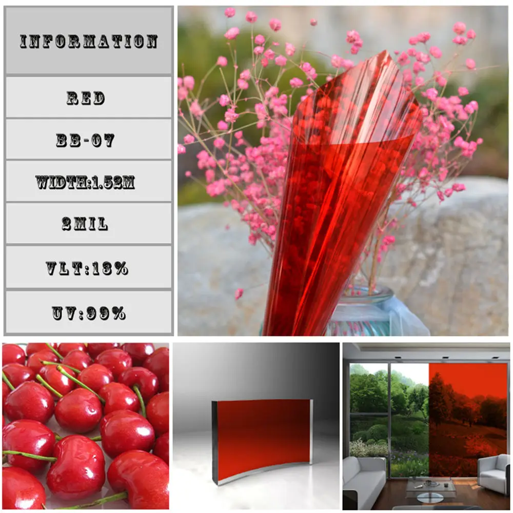 

Red Window Decals Stickers 5x33ft/Roll 2Mil Solar window Foils