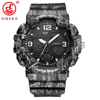 

OHSEN Military Sports Watches Men Alarm Waterproof Watch LED Back Light Auto Date Digital Wristwatches Relogio Masculino AD1711