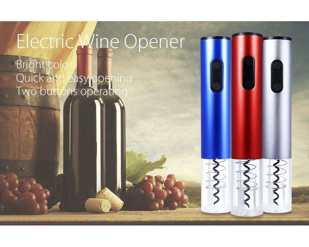 

Electric Automatic Wine Stopper Opener Aluminum Alloy Housing Food-grade ABS Transparent Screw Cover Corkscrew with Foil Cutter