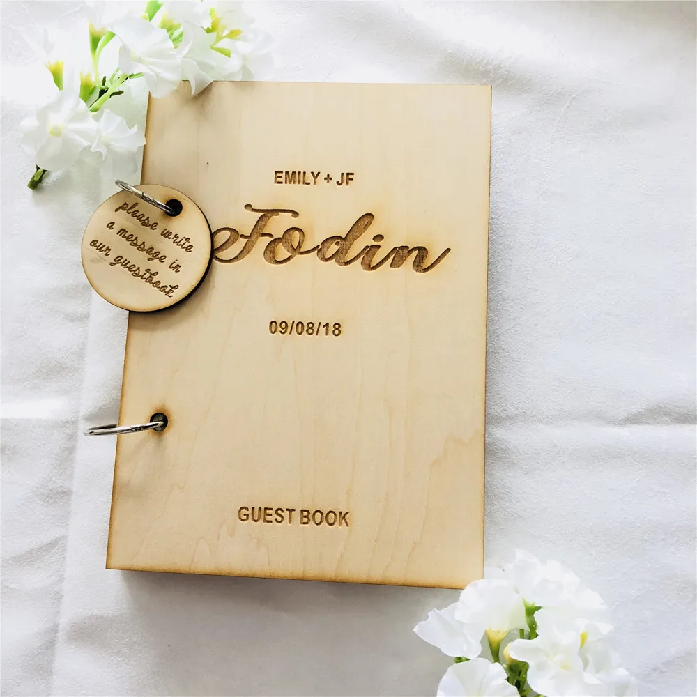 Personalised Wedding Guest Book Wood Wedding Gift Guest Book Wooden