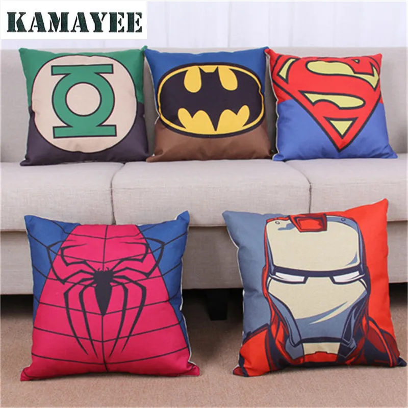 Superhero Superman Batman Ironman Spiderman Pillow Case Cushions