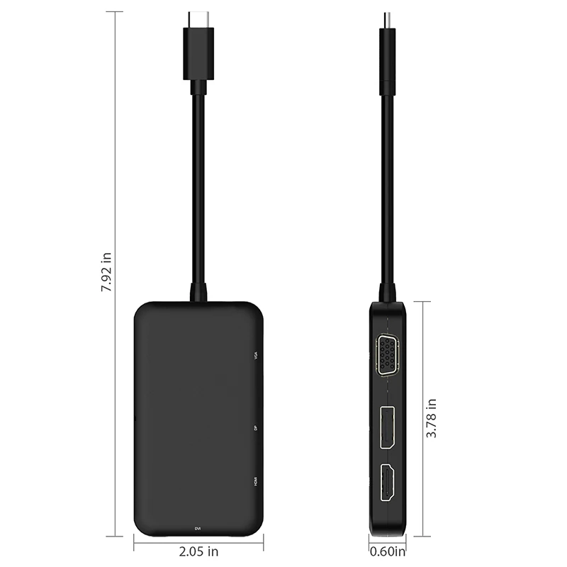 DZLST USB C концентратор HDMI DP Displayport VGA DVI 1080P видео конвертер адаптер для Macbook samsung galaxy S9+/S8 usb-хаб сплиттер