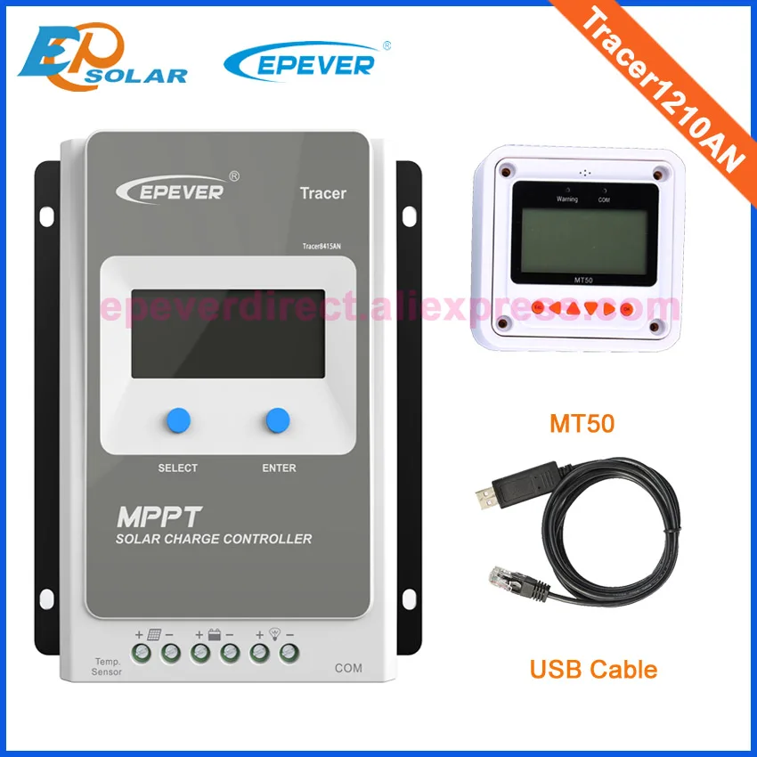 

Solar mppt EPSolar EPEVER Original product tracer1210AN 10A PC connect USB cable and MT50 Meter solar regulator 10A 24V