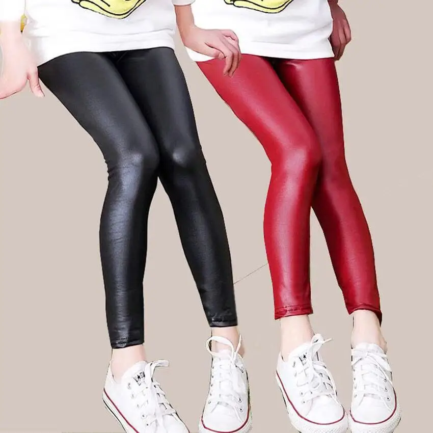 Faux PU Leather Thin Teens Baby Girls Leggings Skinny Pencil Pants