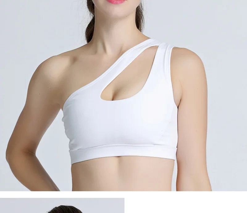 Сексуальный фитнес-Бюстгальтер для йоги для женщин пуш-ап Мягкая Спортивная рубашка Спортивная одежда для тренировок в тренажерном зале на одно плечо эластичный укороченный Топ жилет