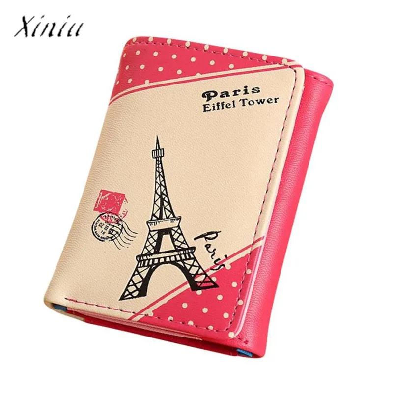 

Hasp Women Wallets Paris Eiffel Tower Coin Purse Short Wallet Card Holders High Quality Women Leather Handbag Clutch Carteira