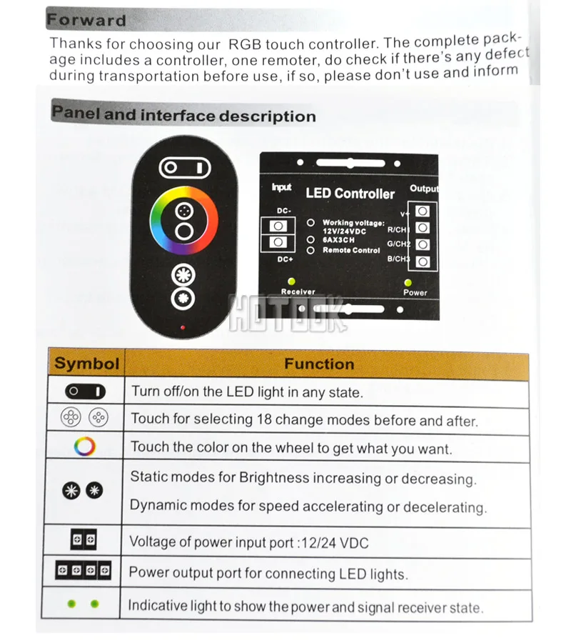 DC 12-24 В ШИМ Беспроводной RGB LED контроллер с Touch удаленного Диммер 18 режимов для RGB Светодиодные полосы 5050 3528 18a 216 Вт Бесплатная доставка