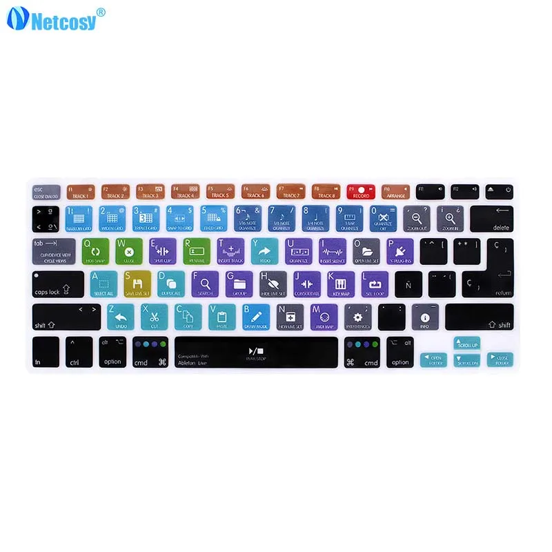 Netcosy испанская клавиатура для Macbook Pro A1278 Air 13 Ableton Final Cut Pro X фотошоп резиновая крышка