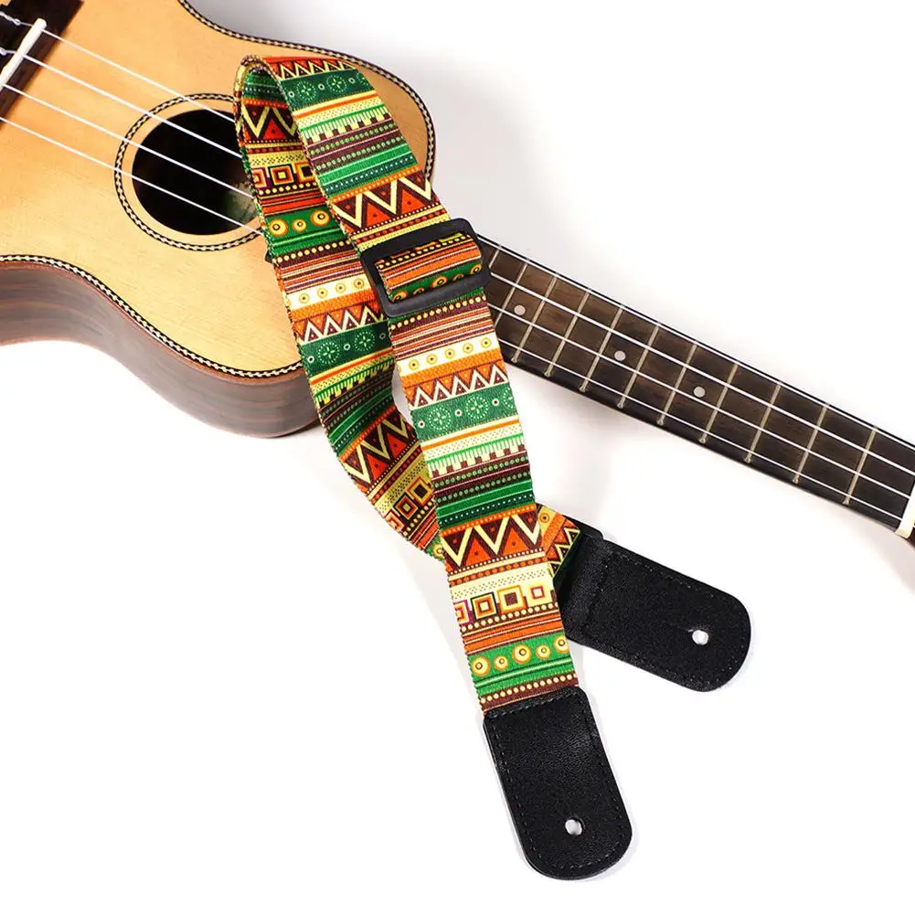 Регулируемый Гавайский гитарный ремень с принтом в национальном стиле, утолщенный пояс для укулеле, гитарные ремни для укулеле, аксессуары для гитары