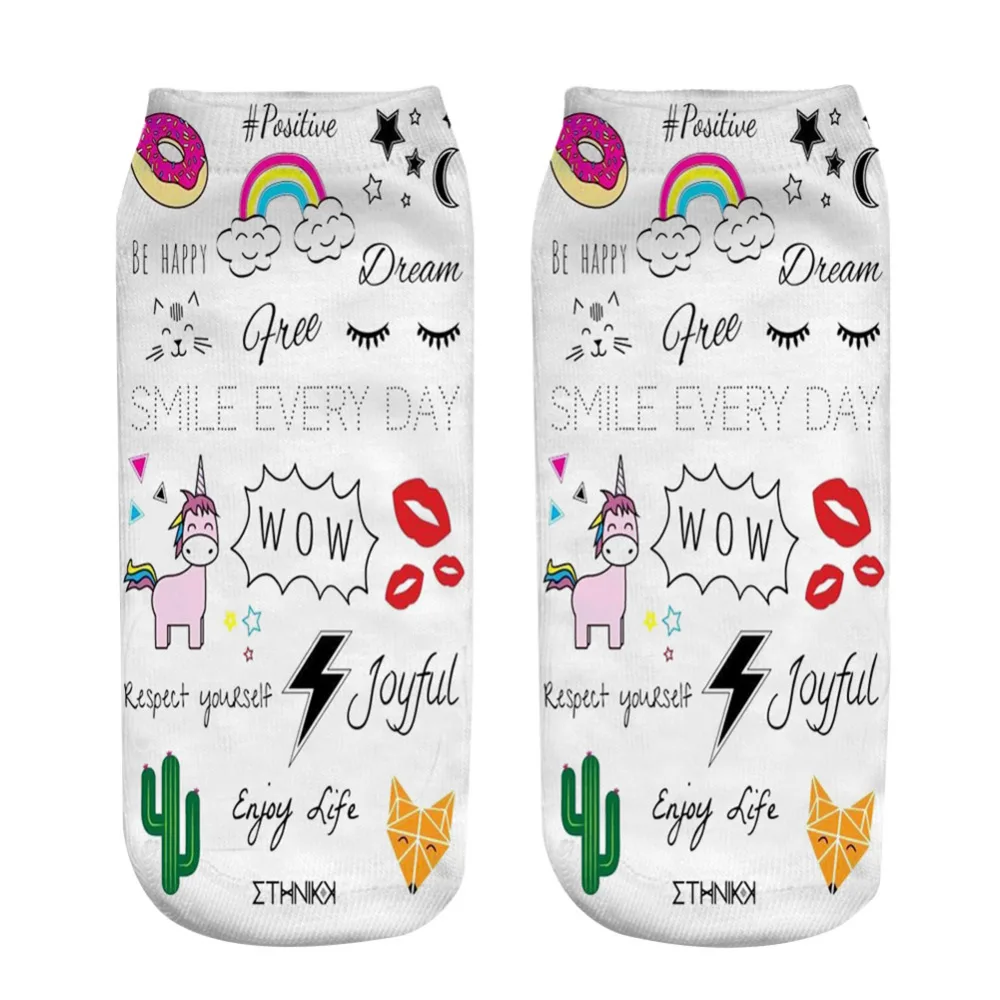 

1 Pair 3D Printed Cartoon Style plant rainbowPrinting Socks Boy Girl Casual Socks Female short Sock 19*8*14cm