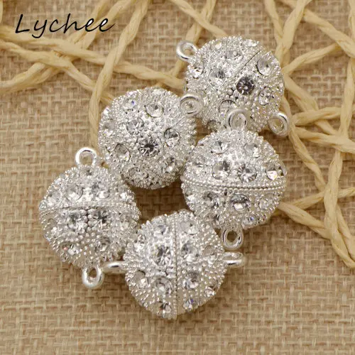 Lychee 5 шт. кристалл горный хрусталь проложить круглый шар Магнитная застежка сильный разъем закрытие DIY шитье ремесло кнопки одежды - Цвет: White 10mm