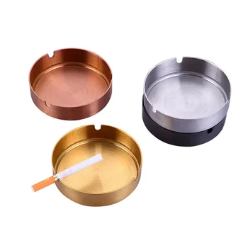 

1pc Durable Cigarette Ashtray Stainless Steel Round Shape Ashtray Tabletop Cigarette Ash Tray Portable Case 10.2cm Diameter