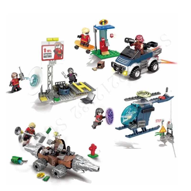 

4Pcs The Incredibles 2 Super Heroe Girl Gamma Jack Stormicide Bricks Model Building Blocks Toys with Legoinglys