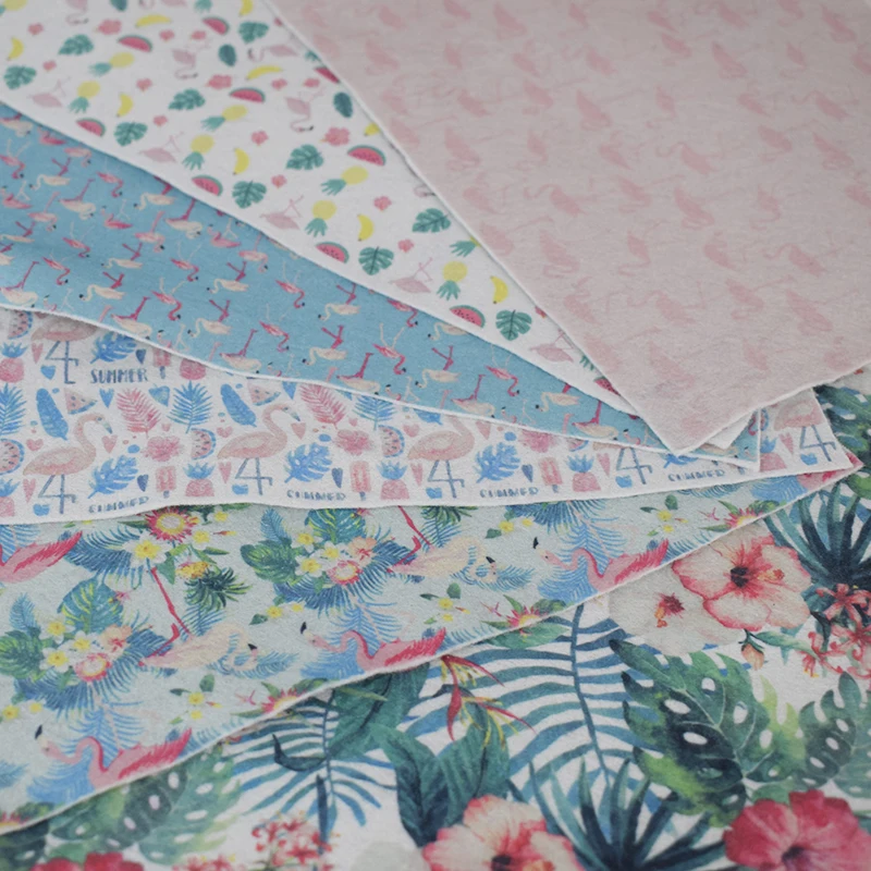 

30X20cm A4 Size Soft Felt Fabric Print Flower Flamingo feltro Kindergarten children handmade handcraft Supplies feutrine