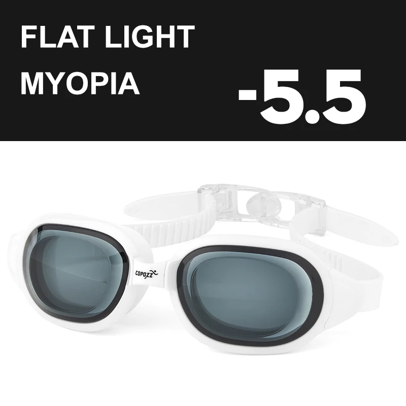 Myopia White -5.5 COPOZZ очки для плавания, очки для близорукости от 0 до 1,5 до-7, для мужчин и женщин, анти-туман, УФ-защита, водонепроницаемые очки для плавания, очки для плавания, диоптрий, очки для плавания - Цвет: Myopia White -5.5