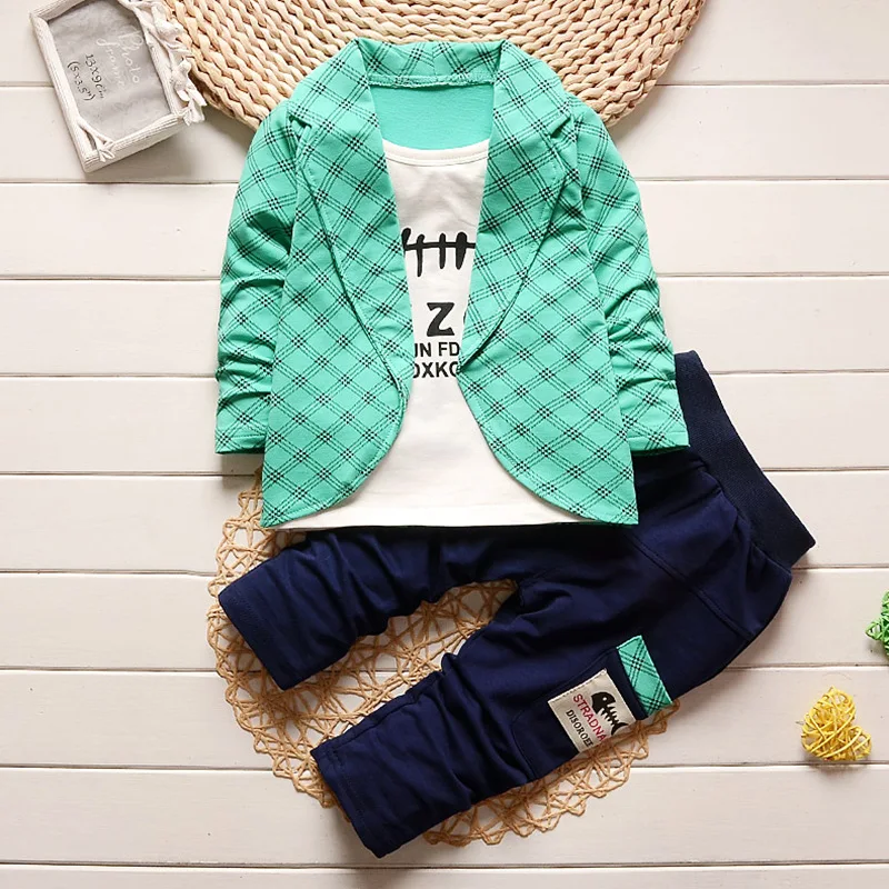 BibiCola/Одежда для маленьких мальчиков комплект одежды для новорожденных; модная клетчатая футболка джентльмена+ брюки; Спортивный костюм; комплект детской одежды