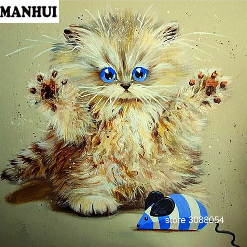 Цвет Cat 5D DIY Алмазная мозаика алмазная Вышивка крестом Смола бриллиант полный