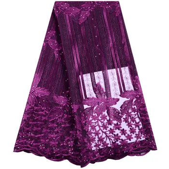 

2019 African Lace High Quality French Lace Fabric With Stones And Beaded African Lace Fabric For Nigerian Wedding Dress Y1430