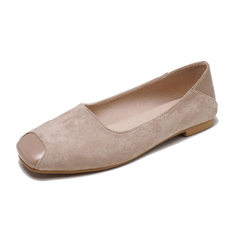 

2019 spring new Korean version of the wild square head stitching grandmother shoes comfortable shallow mouth flat shoes.