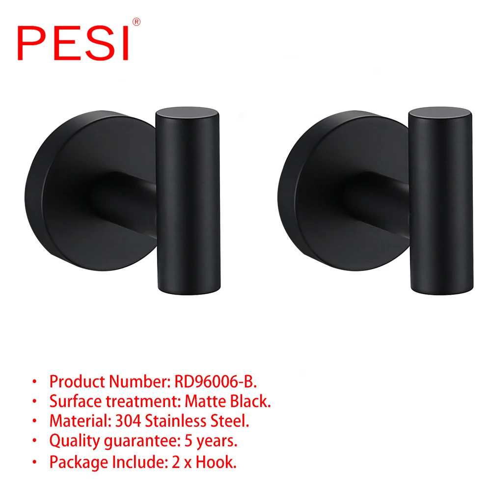 304 Stainless Steel Bathroom Accessories Bathroom Hardware Set Robe Hook Towel Rail Rack Ring Bar Shelf Paper Holder ,Black.