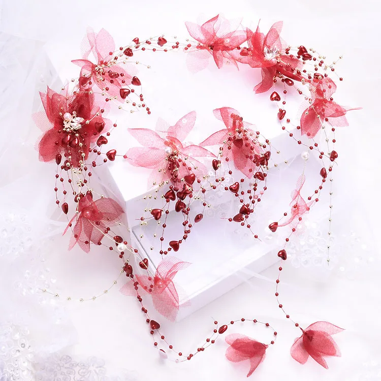

Bride Headdress 2019 New Korean Mori Red Hair Ornament Immortal Hair Hoop Wedding Dress Toast Photography of Wedding Ornaments