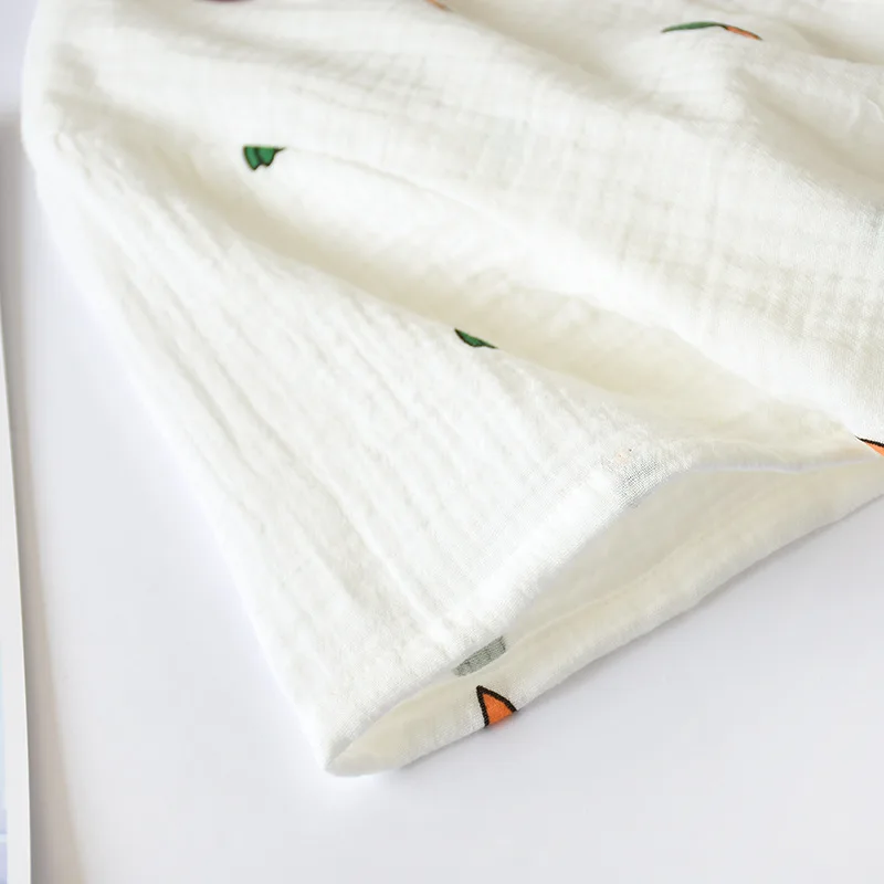 Двухслойная хлопчатобумажная салфетка марли креп короткий рукав шорты для женщин пижамы для плюс размеры мультфильм печати домашняя