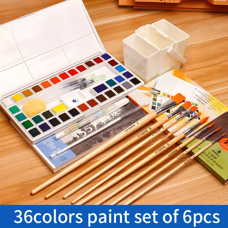 Cena Marie 18 36 kolory stałe akwarela zestaw malarski z pędzel wodny przezroczyste pigment akwarela uczeń materiały artystyczne