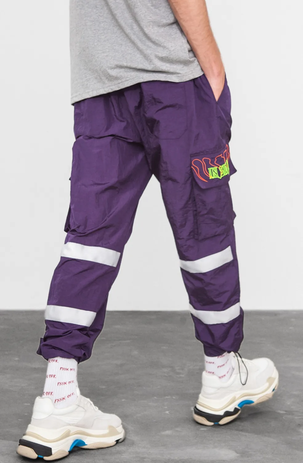 Винтажные 3M Светоотражающие Ленты Брюки-ветровки ночные спортивные флуоресцентные брюки модная уличная свободная одежда больших размеров